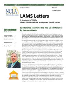LAMS LETTERS  April 2013 Volumne 2, Issue 1  LAMS Letters
