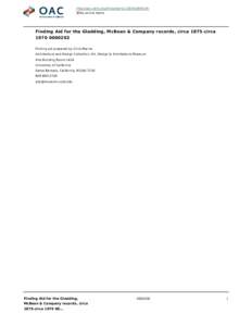 http://oac.cdlib.org/findaid/ark:/13030/c84f1r9r No online items Finding Aid for the Gladding, McBean & Company records, circa 1875-circa[removed]Finding aid prepared by Chris Marino