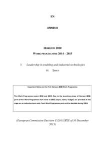 EN  ANNEX 8 HORIZON 2020 WORK PROGRAMME 2014 – 2015