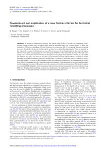 MATEC Web of Conferences 14, DOI: matecconfc Owned by the authors, published by EDP Sciences, 2014   Development and application of a new freckle criterion for technical