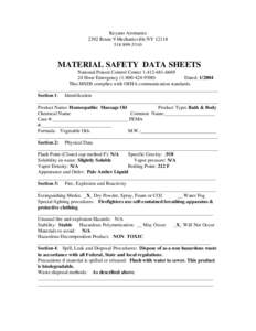 Keyano Aromatics 2392 Route 9 Mechanicville NY[removed]5310 MATERIAL SAFETY DATA SHEETS National Poison Control Center[removed]