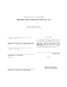 CERTIFICATION OF ENROLLMENT ENGROSSED SECOND SUBSTITUTE HOUSE BILL 2163 59th Legislature 2005 Regular Session