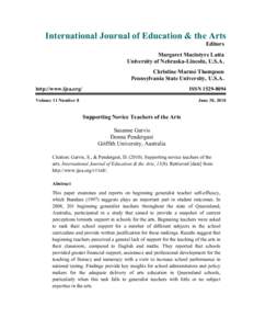 International Journal of Education & the Arts Editors Margaret Macintyre Latta University of Nebraska-Lincoln, U.S.A. Christine Marmé Thompson Pennsylvania State University, U.S.A.