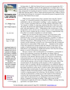 TECHNOLOGY LAW UPDATE U.S. Philips Corp. v. Int’l Trade Comm’n