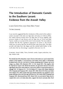 TEL AVIV Vol. 40, 2013, 277–285  The Introduction of Domestic Camels