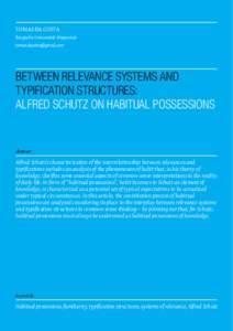 TOMAS DA COSTA Bergische Universität Wuppertal  Between relevance systems and typification structures: