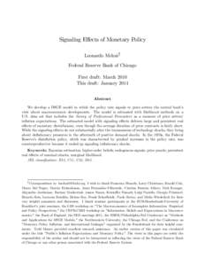 Signaling E¤ects of Monetary Policy Leonardo Melosiy Federal Reserve Bank of Chicago First draft: March 2010 This draft: January 2014 Abstract