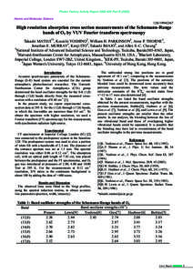 Photon Factory Activity Report 2002 #20 Part BAtomic and Molecular Science 12B/1994G367  High resolution absorption cross section measurements of the Schumann-Runge