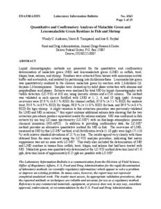 Quantitative and Confirmatory Analyses of Malachite Green and Leucomalachite Green Residues in Fish and Shrimp