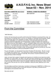 A.N.D.F.H.G. Inc. News Sheet Issue 63 – NovELECTED COMMITTEEGENERAL COMMITTEE MEMBERS