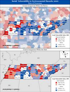 Social Vulnerability to Environmental Hazards, 2000 State of Tennessee County Comparison Within the Nation IN