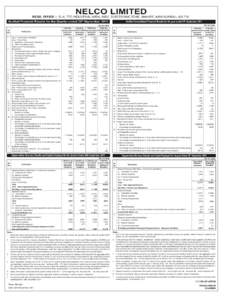 NELCO LIMITED  REGD. OFFICE :- EL-6, TTC INDUSTRIAL AREA, MIDC, ELECTRONIC ZONE, MAHAPE, NAVI MUMBAIAudited Financial Results for the Quarter ended 30th September, 2011 Sr. No.