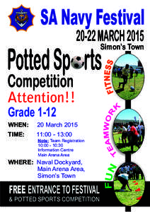 SA Navy Festival[removed]MARCH 2015 Simon’s Town  Potted Sp rts