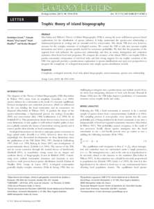 Food web / Trophic level / Ecological network / Food chain / Community / Island biogeography / Predation / Species-area curve / Trophic cascade / Ecology / Biology / Philosophy of biology