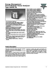 Energy Management Smart Modular Power Analyzer Type WM40 96 • Front dimensions: 96x96 mm • Front protection degree: IP65, NEMA4x, NEMA12