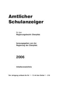 InhaltsverzeichnisAmtlicher Schulanzeiger für den Regierungsbezirk Oberpfalz