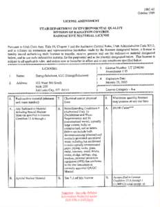 DRC-03 October 1989 LICENSE AMENDMENT  UTAII DEPARTMENT OF ENVIRONMENTAL QUALITY