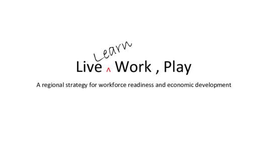 Live ᴧ Work , Play A regional strategy for workforce readiness and economic development LWP vs LLWP • Live, Work, Play1: A mixed-use sustainable community where a neighborhood market, restaurants, retail shops and a