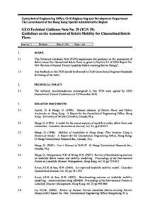 Geotechnical Engineering Office, Civil Engineering and Development Department The Government of the Hong Kong Special Administrative Region GEO Technical Guidance Note No. 29 (TGN 29) Guidelines on the Assessment of Debr