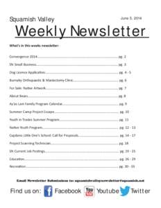 Squamish Valley  June 5, 2014 Weekly Newsletter