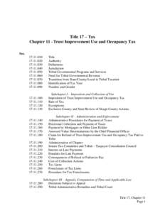 Title 17 – Tax Chapter 11 –Trust Improvement Use and Occupancy Tax Sec