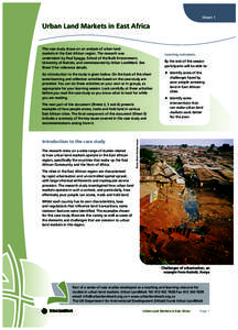 Sheet 1  Urban Land Markets in East Africa This case study draws on an analysis of urban land markets in the East African region. The research was