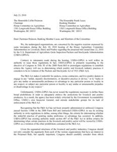 Meat industry / United States Department of Agriculture / United States House Committee on Agriculture / Collin Peterson / Livestock / Agriculture in the United Kingdom / Agriculture / Grain Inspection /  Packers and Stockyards Administration / Food and drink / Food law / Packers and Stockyards Act