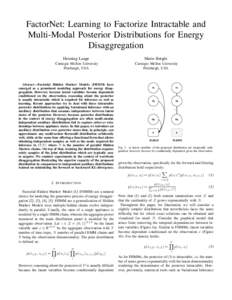 FactorNet: Learning to Factorize Intractable and Multi-Modal Posterior Distributions for Energy Disaggregation Henning Lange  Mario Berg´es