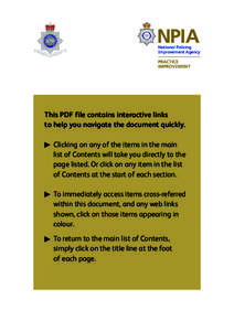 National Policing Improvement Agency PRACTICE IMPROVEMENT  This PDF file contains interactive links