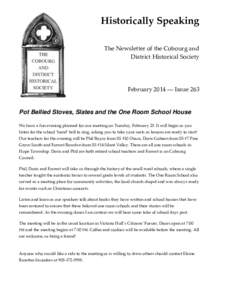 Historically Speaking The Newsletter of the Cobourg and District Historical Society February 2014 ― Issue 263