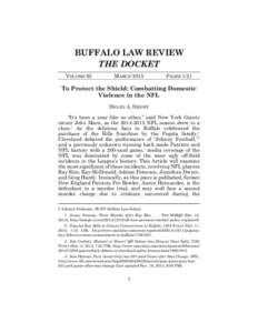 BUFFALO LAW REVIEW THE DOCKET VOLUME 63 MARCH 2015