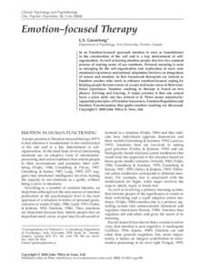 Human behavior / Emotionally focused therapy / Affect / Regulation of emotion / Coping / Attitude / Empathy / Les Greenberg / Appraisal theory / Mind / Emotion / Behavior