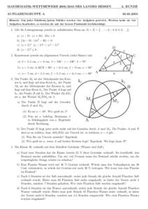 MATHEMATIK-WETTBEWERBDES LANDES HESSEN  2. RUNDE AUFGABENGRUPPE A