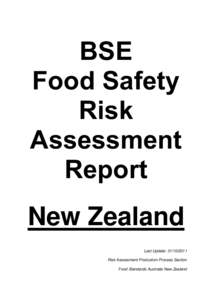 BSE Food Safety Risk Assessment Report New Zealand