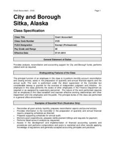 Grant Accountant – 2125  Page 1 City and Borough Sitka, Alaska