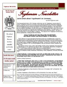 Fogleman Newsletter FOGLEMAN PUBLICATION FOR THE DESCENDANTS Fogleman Newsletter  Vol. XI Issue IV