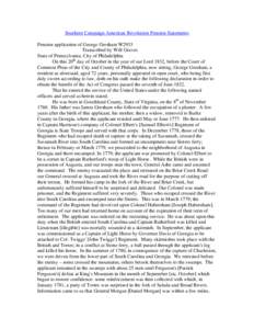 Southern Campaign American Revolution Pension Statements Pension application of George Gresham W2933 Transcribed by Will Graves State of Pennsylvania, City of Philadelphia On this 20th day of October in the year of our L