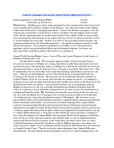 Southern Campaign American Revolution Pension Statements & Rosters Pension application of John Benson S8061 fn11NC Transcribed by Will Graves[removed]Methodology: Spelling, punctuation and/or grammar have been corrected