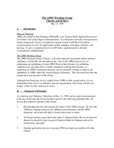 The APRS Working Group Charter and Bylaws May 14, 1999