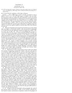 CHAPTER 47 SENATE BILL No. 58 (Amended by Chapter 186) AN ACT concerning sales taxation; relating to countywide retailers’ sales tax in Sedgwick county; amending K.S.A[removed]Supp[removed], [removed]and[removed]and repealin