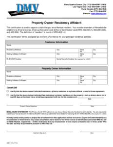 DMV 116 Homeowner Residency Affidavit
