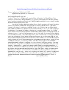 Southern Campaign American Revolution Pension Statements & Rosters Pension Application of William Beaty S10357 Transcribed and annotated by C. Leon Harris State of Kentucky Scott County Sct. On this 19th day of Nov’r. 