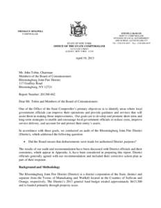 THOMAS P. DiNAPOLI COMPTROLLER STATE OF NEW YORK  STEVEN J. HANCOX