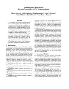 Visualisation of Associations Between Nucleotides in SNP Neighbourhoods Kimmo Kulovesi∗,† , Juho Muhonen∗ , Ilkka Lappalainen‡ , Pentti T. Riikonen§ ,