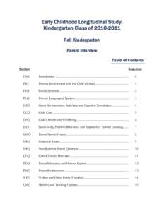 Early Childhood Longitudinal Study:  Kindergarten Class of[removed]Fall Kindergarten