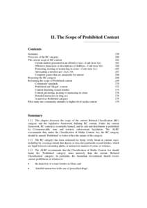 11. The Scope of Prohibited Content Contents Summary Overview of the RC category The current scope of RC content Certain matters presented in an offensive way—Code item 1(a)
