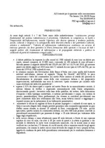 All’Autorità per le garanzie nelle comunicazioni Via Isonzo 21/b, 00198 Roma Fax[removed]PEC [removed] [removed] Noi sottoscritti,