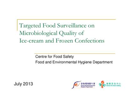 Targeted Food Surveillance on Microbiological Quality of Ice-cream and Frozen Confections Centre for Food Safety Food and Environmental Hygiene Department