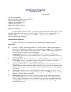 Marine Mammal Commission 4340 East-West Highway, Room 905 Bethesda, MD[removed]January 2007 Mr. David Cottingham