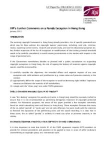 IFPI further comments on parody exception in HK - January 2012  �nal